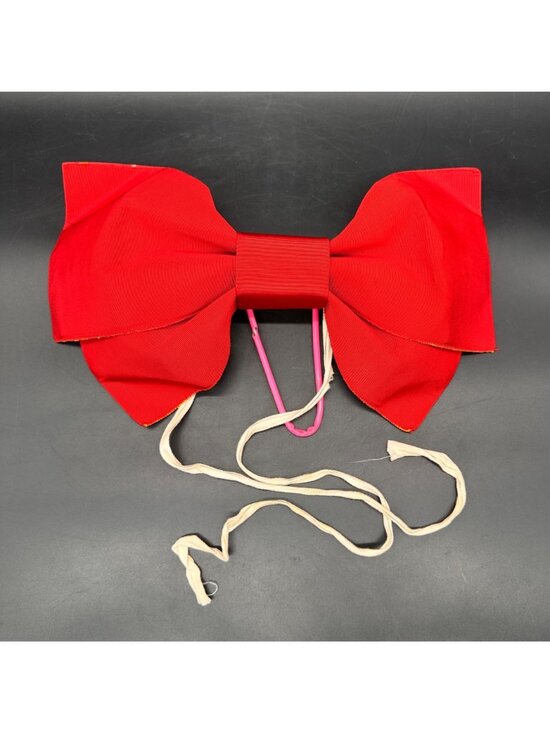 Vintage Japanese Obi Belt Pre Tied Bows Set Red Black Kimono Accessories Retro main image 10